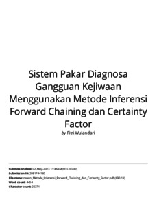 Sistem Pakar Diagnosa Gangguan Kejiwaan Menggunakan Metode Inferensi ...